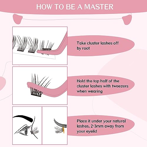 PRO LASHBEAUTY Cluster Lashes Lash Clusters Individual Lashes DIY Eyelash Extension C-8-16mix Thin Band Easy to Apply at home Lashes (Adore, C-8-16mix)