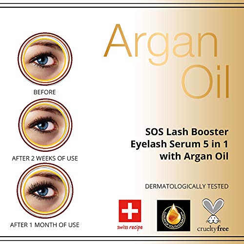 EVELINE COSMETICS Lash Booster with Argan Oil - Eyelash Serum - Doubles Volume, Extends & Strengthens - Multi Colored