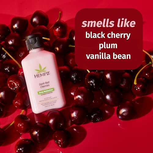 Hempz Mini Dark Red Cherries Lotion, Ultra Hydrating Moisturizer for Body, Hands and Feet 2.25 oz Mini Brazilian Berry Beauty Actives Lotion, Hydrating Moisturizer 2.25 oz.
