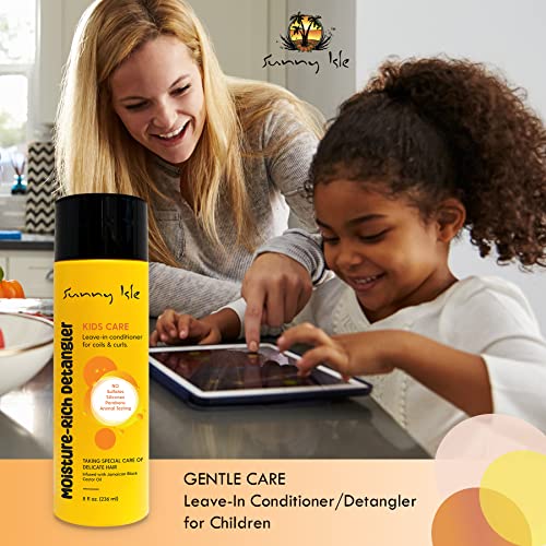 Sunny Isle Kids Care Moisture-Rich Leave-In Detangler - Gentle, Non-Greasy, Jamaican Black Castor Oil - 8 oz