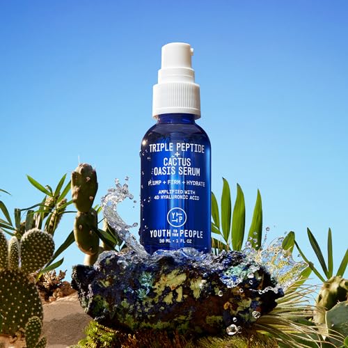 Youth To The People Triple Peptide + Oasis Face Serum - Hydrating + Firming Serum for Dry Skin, Plumps Fine Lines with 4 Types of Hyaluronic Acid, Peptides, Preps for Makeup, Fragrance-free - 1 fl oz