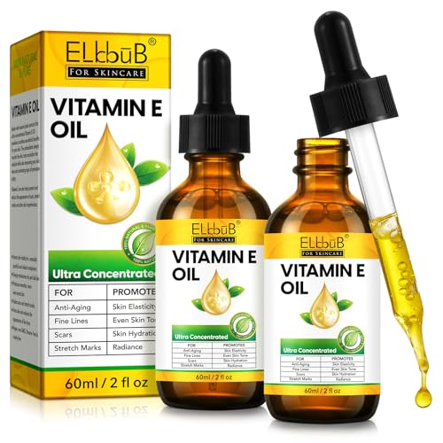 ELBBUB Premium Vitamin E Oil - Ultra Concentrated - Moisturizes, Improves Appearance of Scars & Stretch Marks, Skin Hydration - for Face, Body, Hair, and Nails