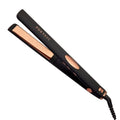 FoxyBae Trés Sleek Titanium Flat Iron Hair Straightener - Frizz-Free, Shinier & Smoother Hair - Dual Voltage Hair Styling Tools - w/LCD Display, Temperature Control, Auto Shut-Off 1" [Black Rose-Gold]