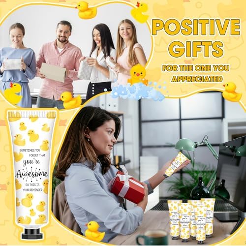 24 Pack Duck Gifts Positive Hand Cream Bulk for Coworker Team Employee Appreciation Women Party Favor Travel Size Mini Lotion Bulk Emotional Support Duck Goodie Bag Stuffer Gifts