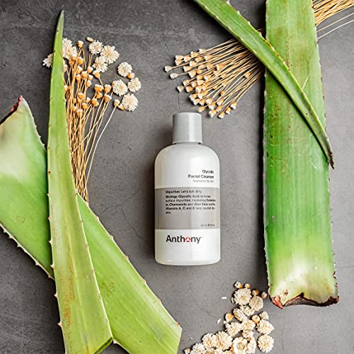 Anthony Glycolic Facial Cleanser for Men, Daily Exfoliating & Hydrating Face Wash, Shave Prep, Non-Foaming, Deep Cleansing, Gentle on Sensitive Skin, Removes Dirt & Oil, Smooths Texture, 8 Fl Oz