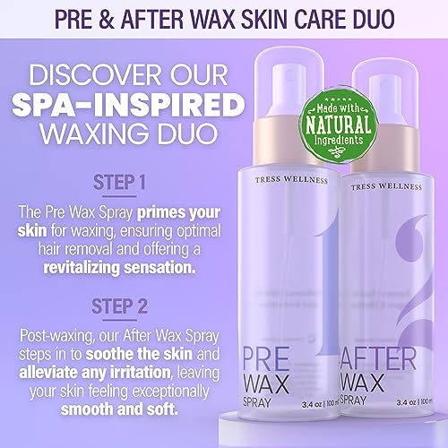 Tress Wellness Pre-Wax Cleanser, Spray and Treatment, After-Wax Oil and Care, Skin Wax Remover