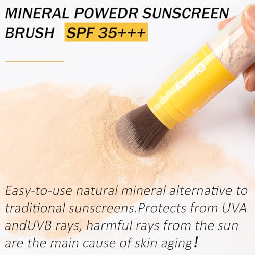 Mineral Sunscreen Setting Powder SPF 35, Translucent Brush on Powder Sunscreen for Face, Oil Control Natural Finish,Lightweight Breathable for Face,Scalp & Hair(Translucent)