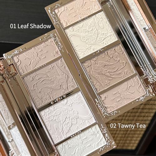 Flower Knows Butterfly Cloud Collar Embossed Highlight & Contour Palette,Sculpting Highlighter Contouring Palette,Buildable Powder for Defining,Soft Blendable Formula,0.56 Oz(02 Tawny Tea)