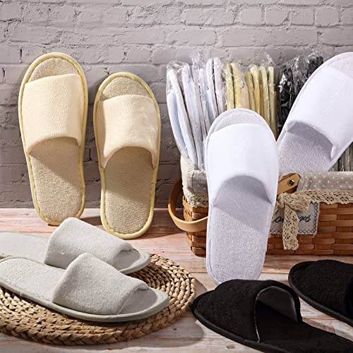 12 Pairs House Slippers for Guests Disposable Open Toe Spa Slippers Unisex Travel Slipper Bulk for Halloween Christmas Wedding Party