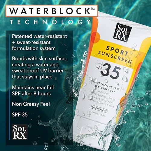 SolRX SPORT SPF 35 Sunscreen, Reef Friendly, Oxybenzone Free, Fragrance Free
