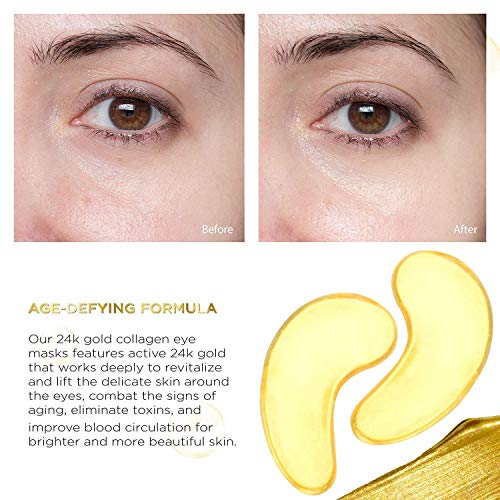 AICHUN BEAUTY 10/20/30/40/100 Pairs Crystal 24K Gold Powder Gel Collagen Eye Mask Sheet Patch, Anti Ageing, Remove Bags, Dark Circles & Puffiness, Skincare, Anti Wrinkle, Moisturising (20)