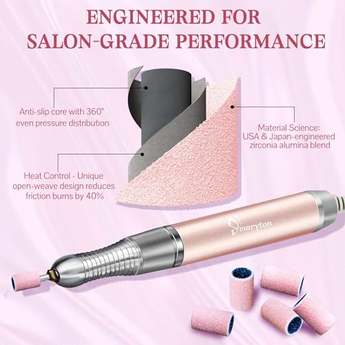 Maryton 500 Pcs Sanding Bands for Nail Drill, Medium Grit Nail Sanding Band Bulk for Professional Salons Manicure and Pedicure