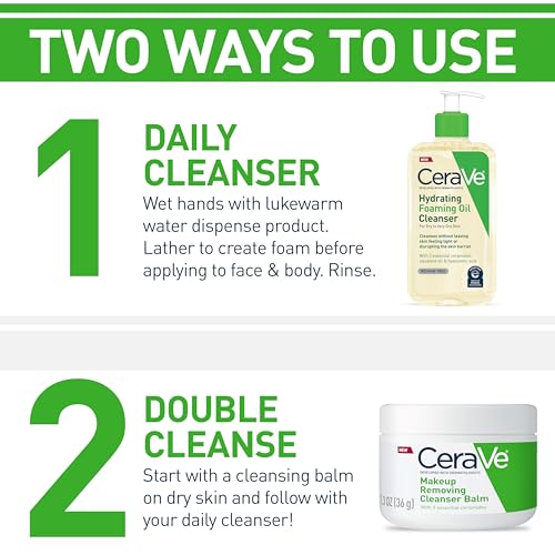 CeraVe Hydrating Foaming Oil Cleanser,Moisturizing Oil Cleanser for Face & Body,Squalane-Oil + Hyaluronic Acid + Ceramides,For Dry to Very Dry Skin,Fragrance Free & Residue Free,19 FL Oz,(Pack of 2)