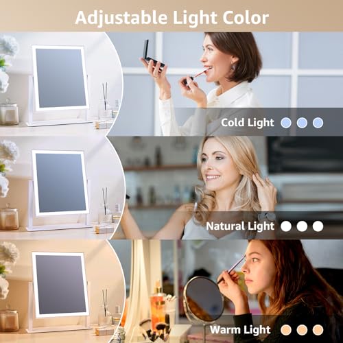 Lyeasw Makeup Vanity Mirror with Lights, Lighted Hollywood White Makeup Mirror with 3 Color Lighting Modes, Smart Touch Control, 360¡ÆRotation