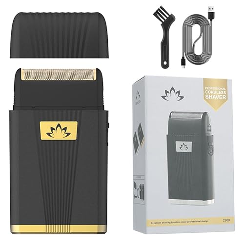Roziapro Double Metal Foil Shaver Waterproof Close Shave Electric Razor Portable Beard Foil Shaver for Men, Gifts for Men (Gold)
