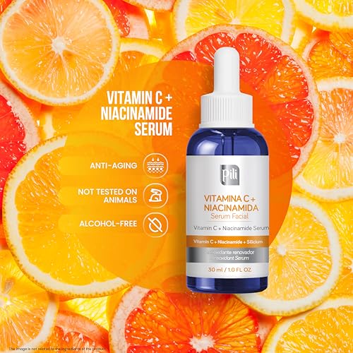 Pili Vitamin C Serum with Niacinamide & Organic Silicon ? Brightening, Hydrating & Anti-Aging Face Serum for All Skin Types, Including Oily & Acne-Prone Skin ? 1 fl oz