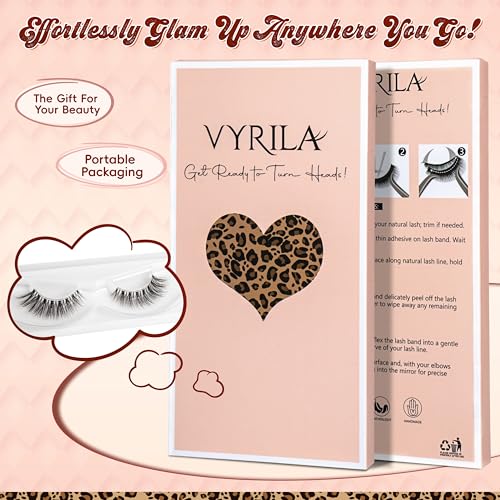 Natural Lashes 0.05mm PBT Fiber Lightweight Wispy Lashes, 0.1mm Superfine Invisible Clear Band 14mm False Eyelashes, 5 Pairs Fake Eyelashes Wispy Cat Eye Lashes(Glitz-5 Pairs Lashes Pack)