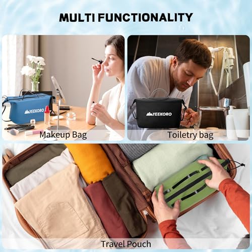 Waterproof Toiletry Bag for Travel, Zipper Styles, 40D Nylon Toiletry Organizer Bags with Shoulder Straps for Men Women, Travel Accessories£¨2 PACK,Black