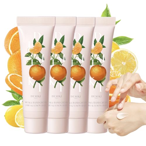 DEMIKI Shea Butter Hand Cream for Dry Cracked Hands, Birthday Gifts for Women,Bridesmaid Gifts,Nurse Gifts,Teacher Appreciation Gifts,Japanese Fragrance Hand Lotion Moisturizer Travel Size1.7fl.ozx4