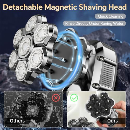 Head Shavers for Bald Men, 7D Electric Razor 10000 RPM High-Speed Mens Head Shaver, LED Display & IPX7 Waterproof for Wet/Dry Use, Fast Rechargeable Shaving Grooming Kit