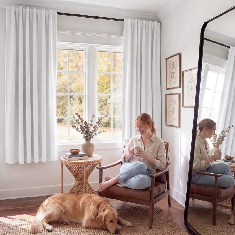 Blackout Curtains 2‑Layer Light-Blocking Window Drapes for Bedroom & Office