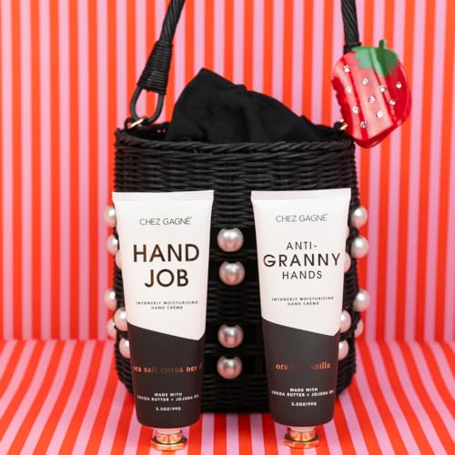 Chez Gagn? Intensely Moisturizing Vegan Hand Cream (3.4oz) Jojoba Oil Cocoa Butter- Non-Greasy, Fast-Absorbing, Made In US - Anti-Granny Hands (3.4oz, Orange Vanilla)
