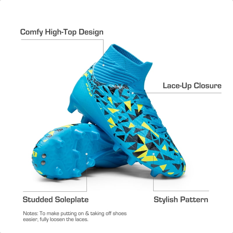 Dream Pairs Boys Soccer Cleats Youth High Top Firm Ground - Blue, Size 11