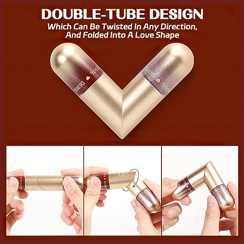 MIELIKKI 2-In-1 Double-ended Plumping Lip Gloss, Shiny Glossy Liquid Lipstick, Hydrating Lip Oil, Dewy Finish, High Shine, Long-Lasting, Moisturizing, Not Fade, AFFECTION