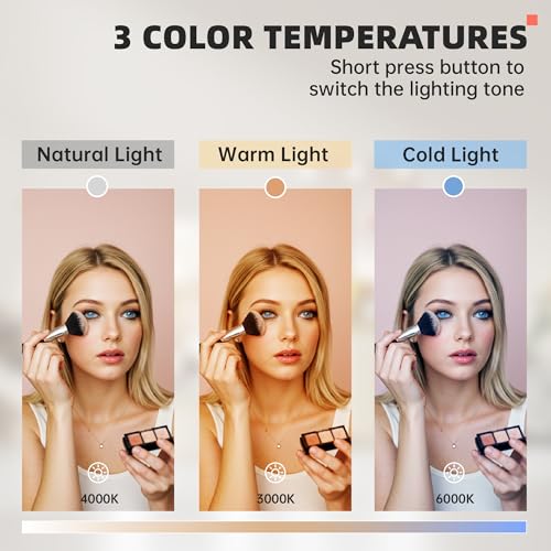 MINISO Vanity Mirror with Lights and Bluetooth Speaker- 10.6" x 13.8" Hollywood Makeup Mirror with 3 Color Lights, Smart Touch Control, Rounded Rectangle White Frame