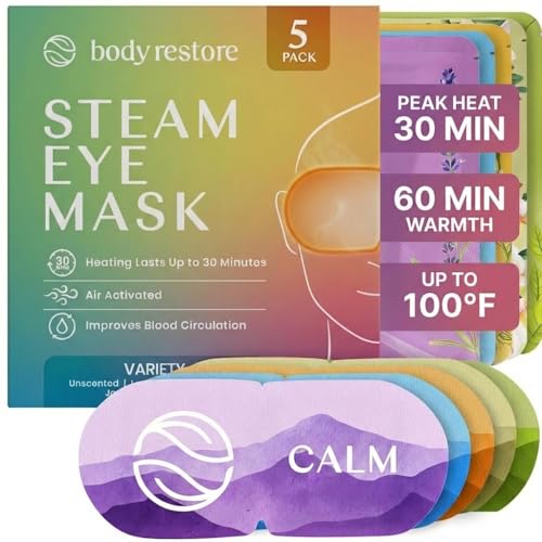 Body Restore Self Heating Warm Compress for Dry Eyes 5 Pack ? Heated Eye Mask for Fast Relief, Birthday Gifts for Women, Men, Easter Basket Stuffers, Stye Eye Treatment, Eye Patch ? Variety