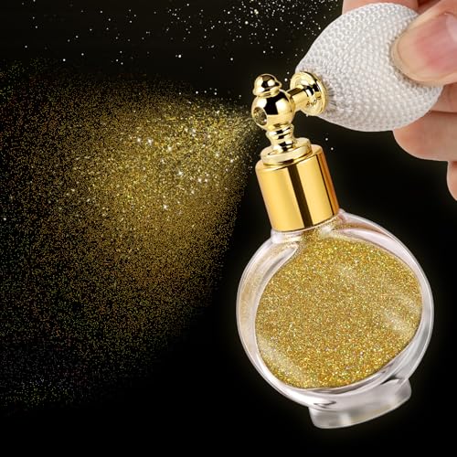Gold Body Glitter Spray - Holographic Shimmer Spray Powder Sparkle for Hair and Body, Face, Clothes, Nail Art Crafts Design, Halloween and Easter Festival Makeup