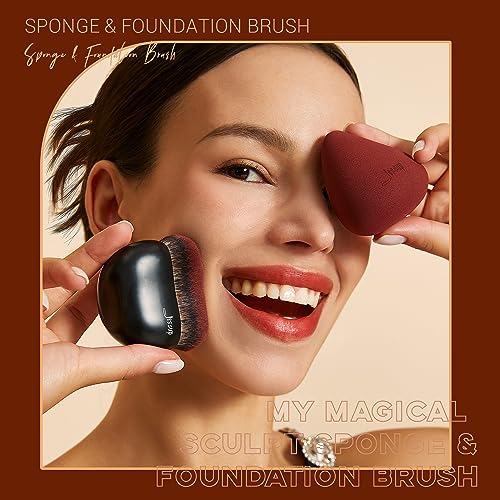 Jessup Eyeshadow Brushes T340 with Foundation Brush+ Makeup Sponge T881