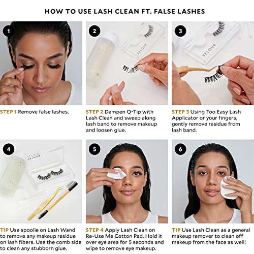 VELOUR Lash Clean - Oil Free Liquid Makeup Remover for Eyes, False Lashes, & Face - Gentle Lash Cleanser & Eye Makeup Remover - Vegan Lash Extension Cleanser - No Parabens or Fragrance (140 ml)