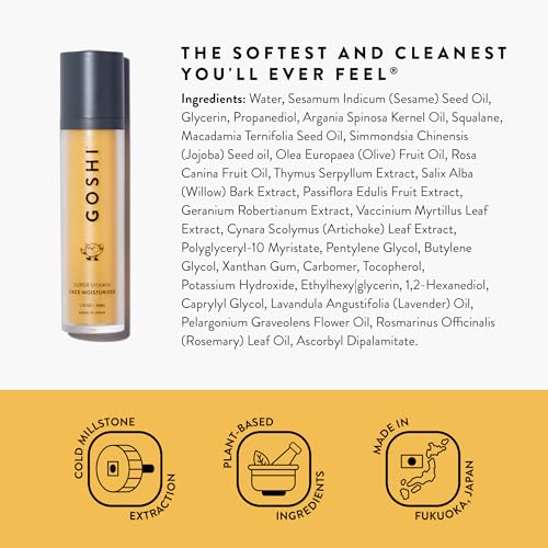 GOSHI Super Vitamin Face Moisturizer for All Skin Types 1.75 oz - Nourishing Face Cream Infused with Sesame Oil, Vitamin E and More Plant Extracts - Made in Japan