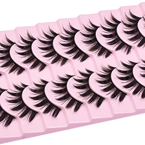 10 Pairs Manga Lashes Anime Cosplay Lashes Spiky Manga Style Lashes Janpanese 16mm Extension Natural Manhua Doll Eye Lashes Halloween/Party Makeup Look by AUGENLI (A3)