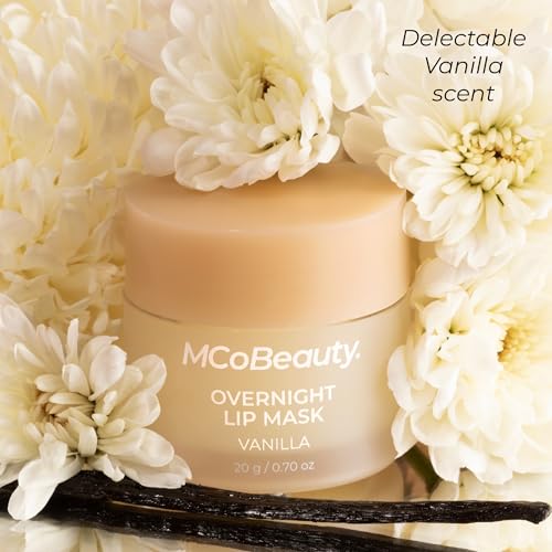 MCoBeauty - Double Duty Lip Mask - Contains Coconut Oil and Vitamin E Lip Balm for Day or Overnight Mask - Vanilla Scent - Skin Care and Makeup Accessories - Holiday Essentials - 15g