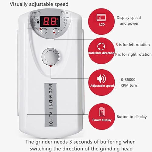 Electric Nail Drill Machine,Professional Rechargeable 35000 rpm Nail Drill, Portable Acrylic Gel Grinder Tools with 6 Bits and Sanding Bands,Manicure Pedicure Polishing Shape Tools White