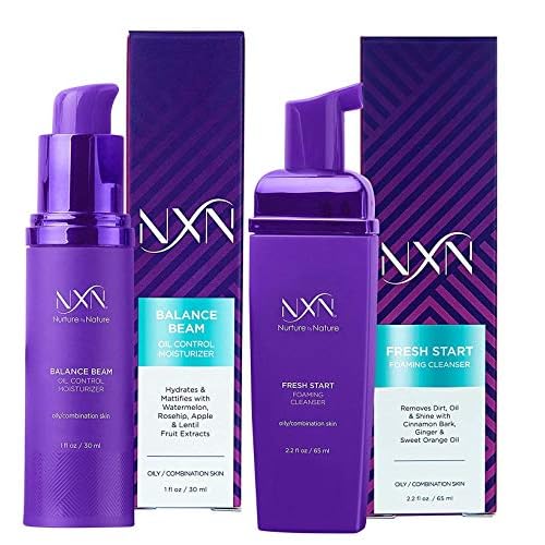 NXN Oily Skin Starter Kit, Including Non-Greasy Everyday Moisturizer and Pore Clearing Foaming Face wash, Great for Teens and Adults