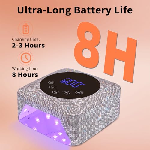Cordless UV LED Nail Lamp,72W Rechargeable UV Light for Gel Nails with 5 Timer Setting Quick Dry Curing Lamp with Display Auto Sensor for Salon & Home(AB Diamond)