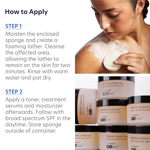PCA SKIN Blemish Control Cleanser Bar - Face & Body Wash with Glycerin & 2% Salicylic Acid Treatment for Oily, Combination & Acne Prone Skin (3.2 oz)