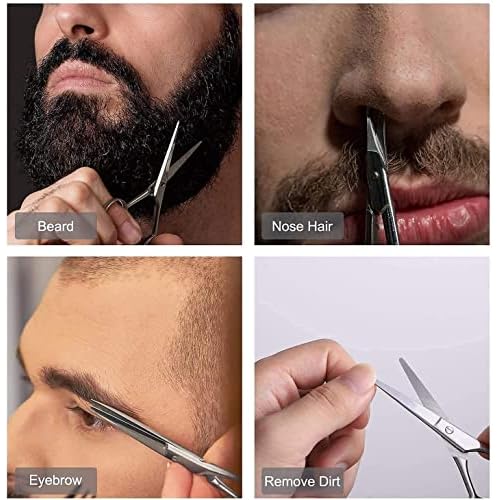 Suvorna small scissors for beard, mustache, facial, nose, eyebrow, and ear hair - Hair scissors for cutting, trimming & grooming - Made with 4.5" stainless steel for barbers, professional, & home user