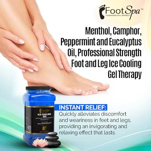 Foot SPA - Massage Cooling Gel for Pedicure Treatment with Menthol, Camphor, Peppermint and Eucalyptus Oil, Professional Strength Foot and Leg Ice Cooling Gel Therapy