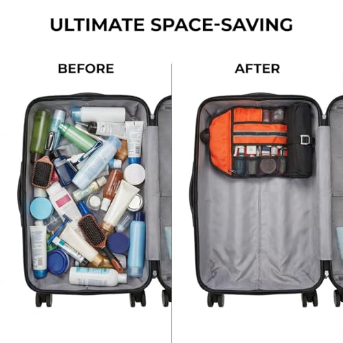Travel Toiletry Bag for Men -Water-Resistant Compact Bathroom Roll Organizer, Water-resistant Shaving Bags for Toiletries Accessories, Door Room Essentials