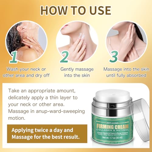 Anti Aging Firming Neck Cream, 5-IN-1 Face Tighten and Lift Neck Cream, Anti Wrinkle Neck Retinol & Collagen Cream, Chest Neck & Face Lifting|Repairing|Moisturzing Skin Care for Men & Women - New
