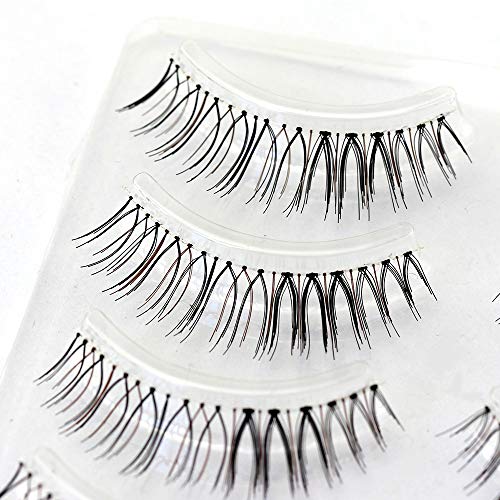 Black & Brown Mixed Strip Lashes?Reusable 15 Times, Ultra-Thin Band for Small/Monolid Eyes, Realistic 2-Tone Blend for Daily Natural Look 4-Pair
