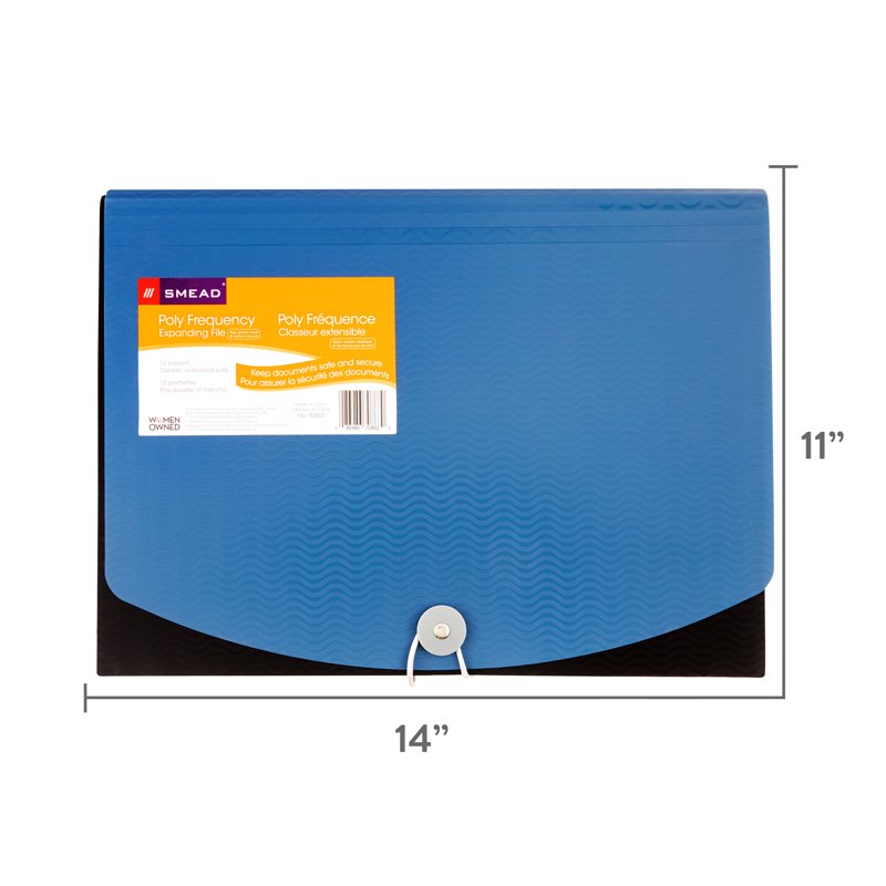 Poly Expanding File Folder with 12 Pockets - Blue/Black Letter Size