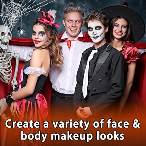 EBaokuup 3 Set Black White Red Face body Paint,3 Colors Clown Makeup Kit with Sponge and Brush,Joker Face Body Paint for Halloween Cosplay,Special Effect Makeup and Costume-Themed Party
