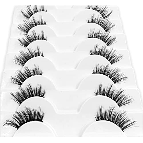 CB Value Pack 20 Pairs/ 2 Trays 3D Fluffy Half Lash Strip, 3/4 Length Cat-Eye False Eyelashes, Black Band Natural Look Wispy Soft Strip Lashes, Multiple Styles, 02 x 2 Trays