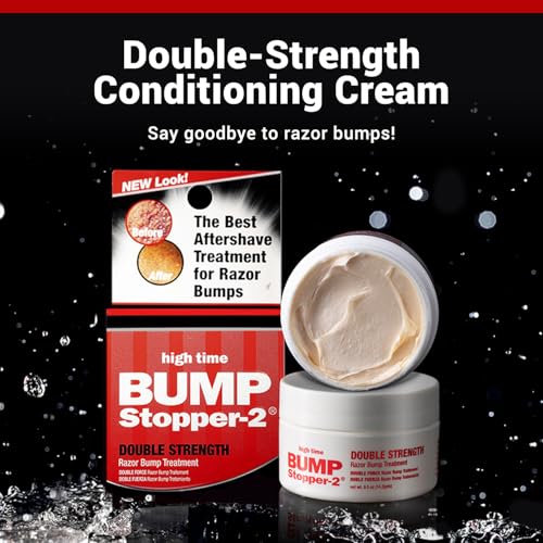 High Time Bump Stopper 2 Double Strength Ingrown Hair Cream | Aftershave Lotion for Men and Women | Razor Bump Balm | 0.5 OZ (2 Pack)