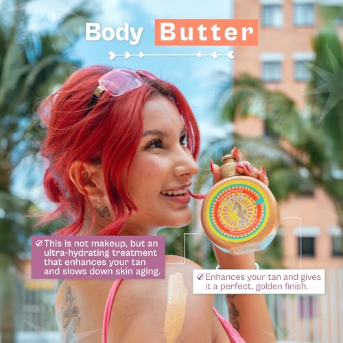 Kaba D'Luchi Body Butter Made With Natural Coconut Oil and Vitamin E, Provides Intense Nourishment & Hydration, Moisturize Skin, With Golden Glitter, 10 Oz